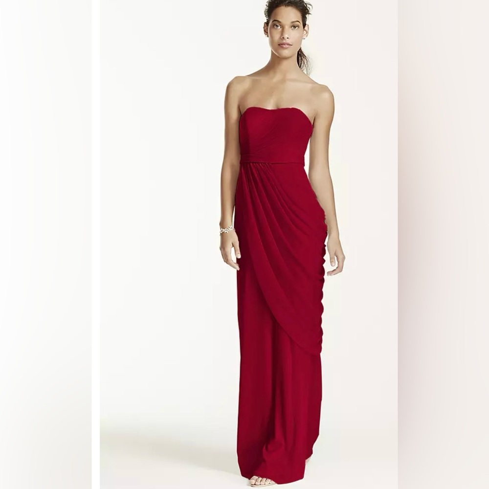 DAVID’S BRIDAL Strapless Chiffon Dress